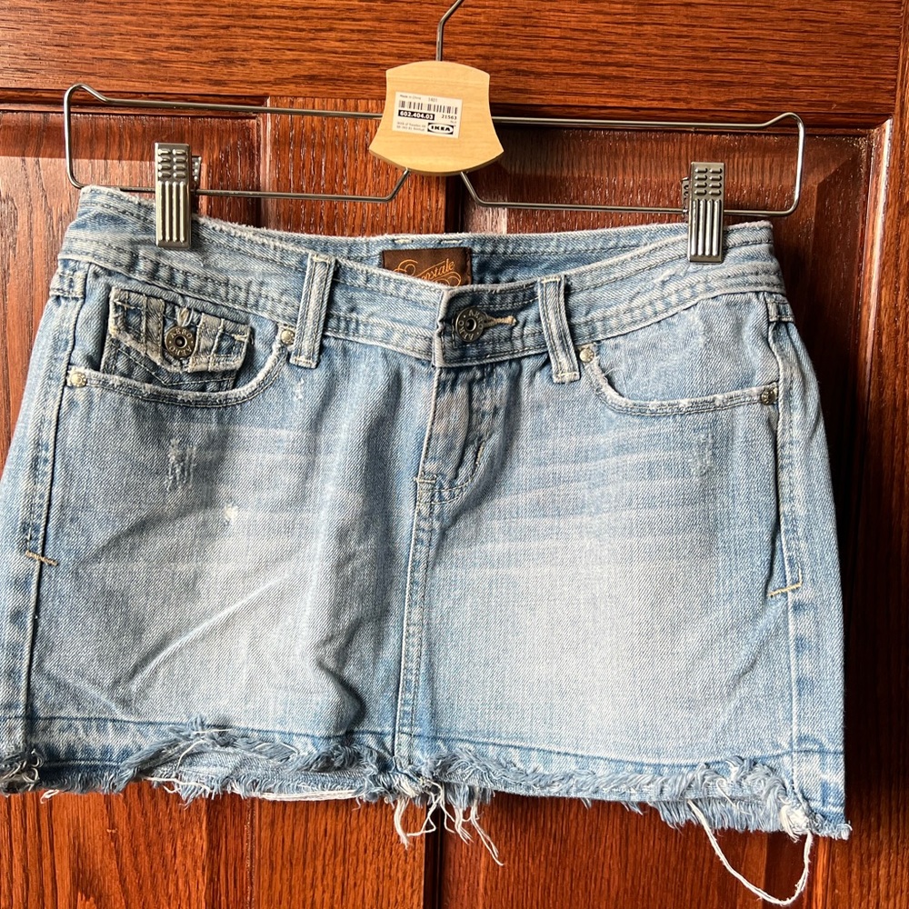 Vintage Aeropostale Denim Micro Mini Skirt With Raw Hem Size 1/2